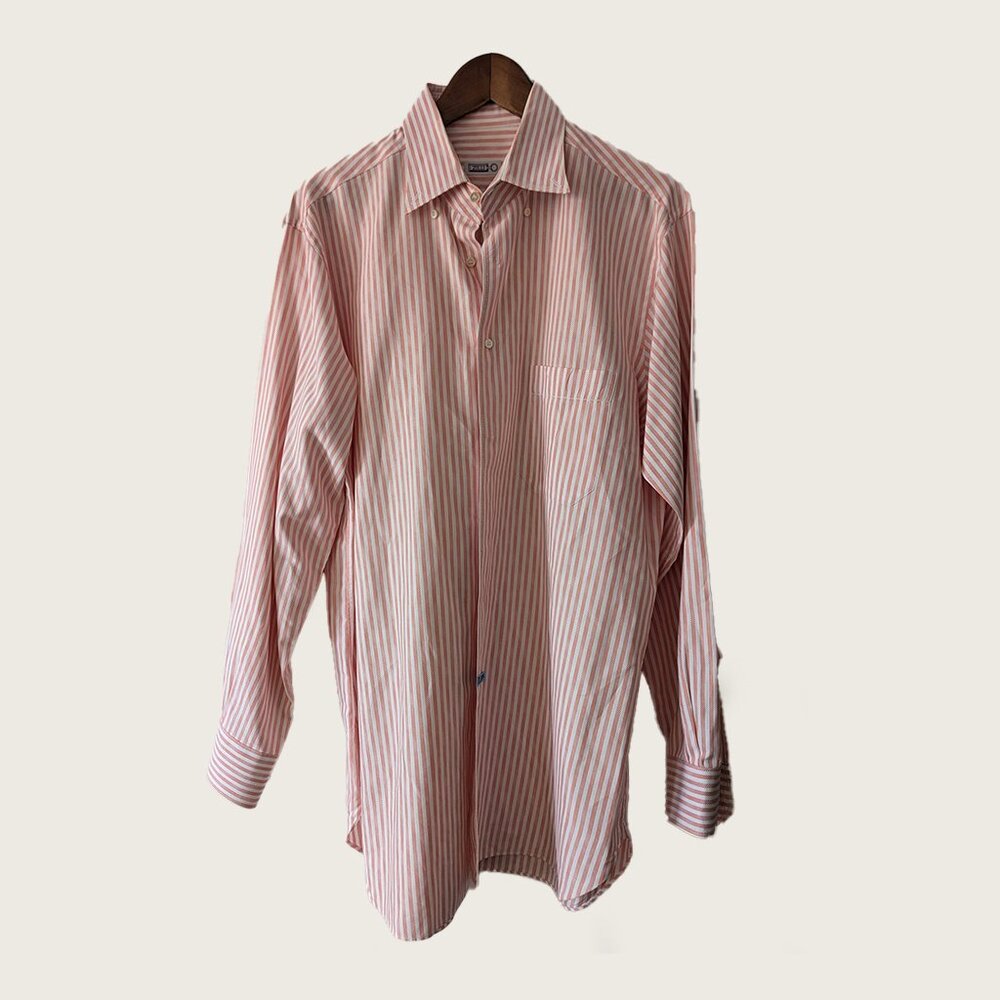ZILLI - Salmon pink striped shirt - Sz 16.5